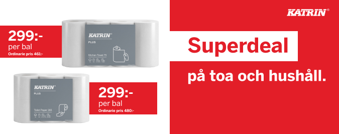 Kampanj på Katrin toalett- och hushållspapper exkl