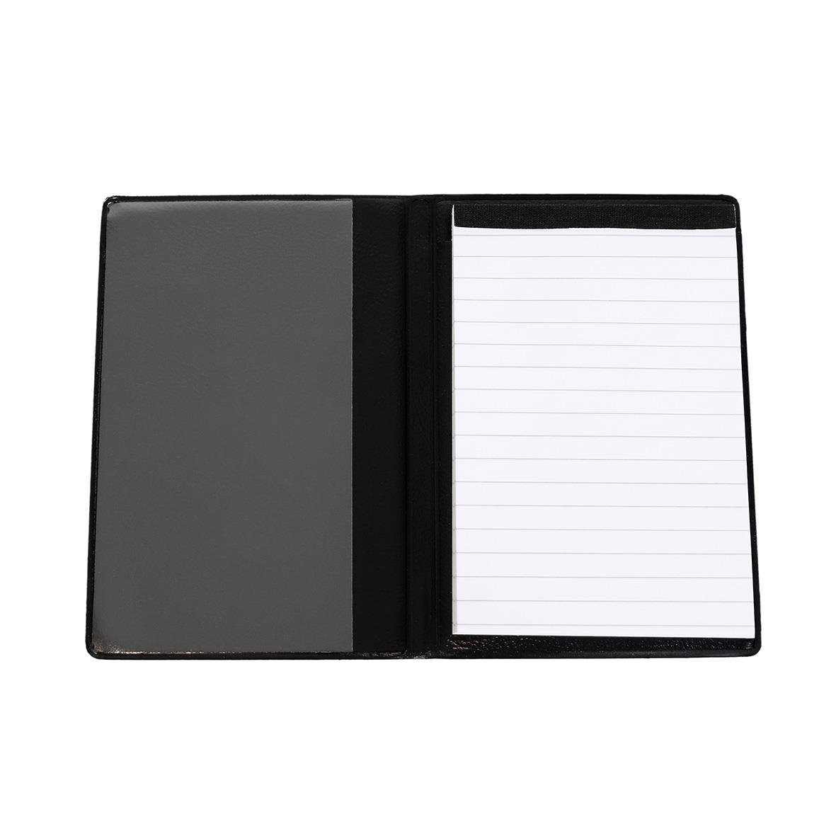 Svart blockomslag för A7 med linjerat papper inuti
