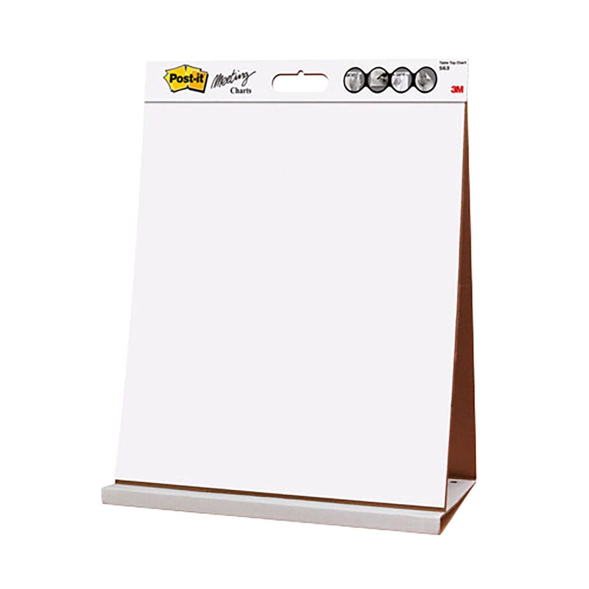 Blädderblock med Post-it mötesdiagram och bordsmodell