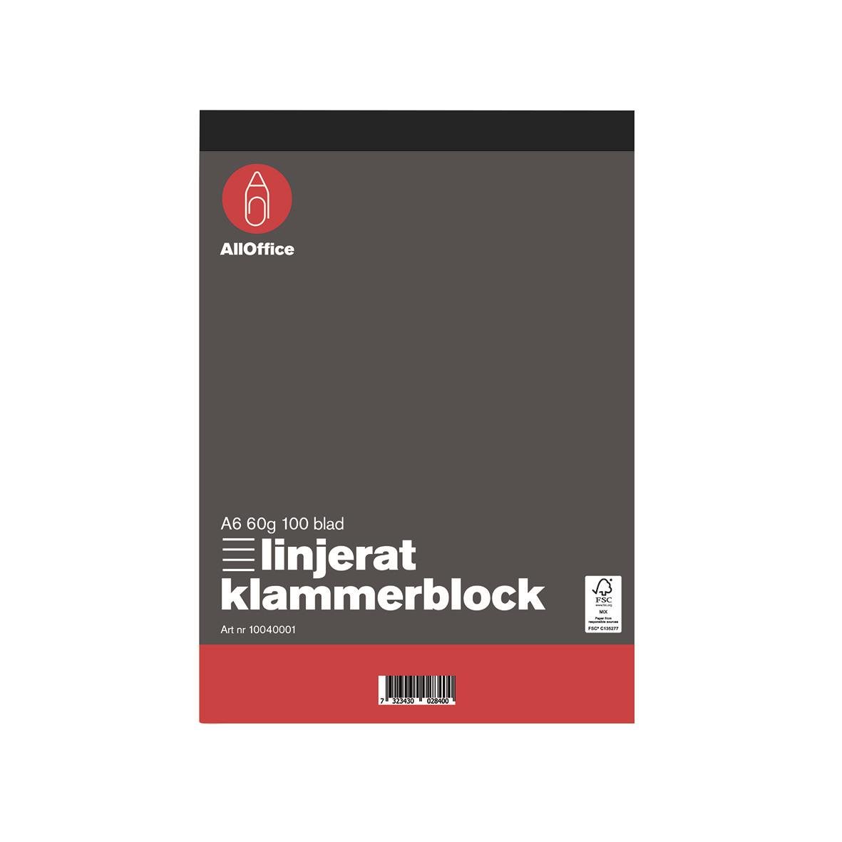 Linjerat A6 klammerblock med 60g papper, 100 blad, Top-perf, Phone Pad