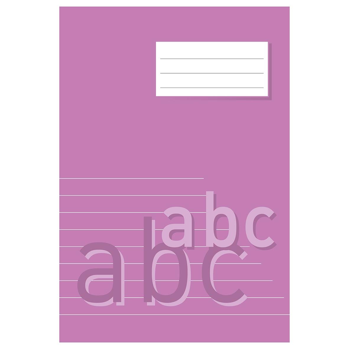 Rosa skrivhäfte med linjerad och blank sida, 40 blad, A4, 14,5mm linjeavstånd, 70g papper