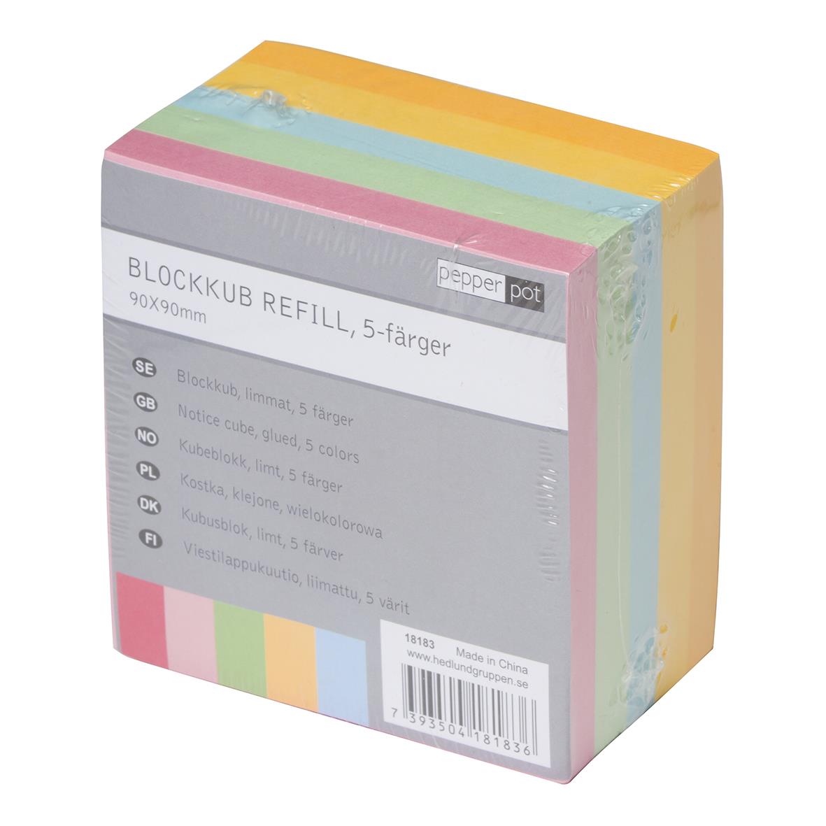 Blockkub Limmad Mix Färg 90x90mm 500 Blad i olika pastellfärger