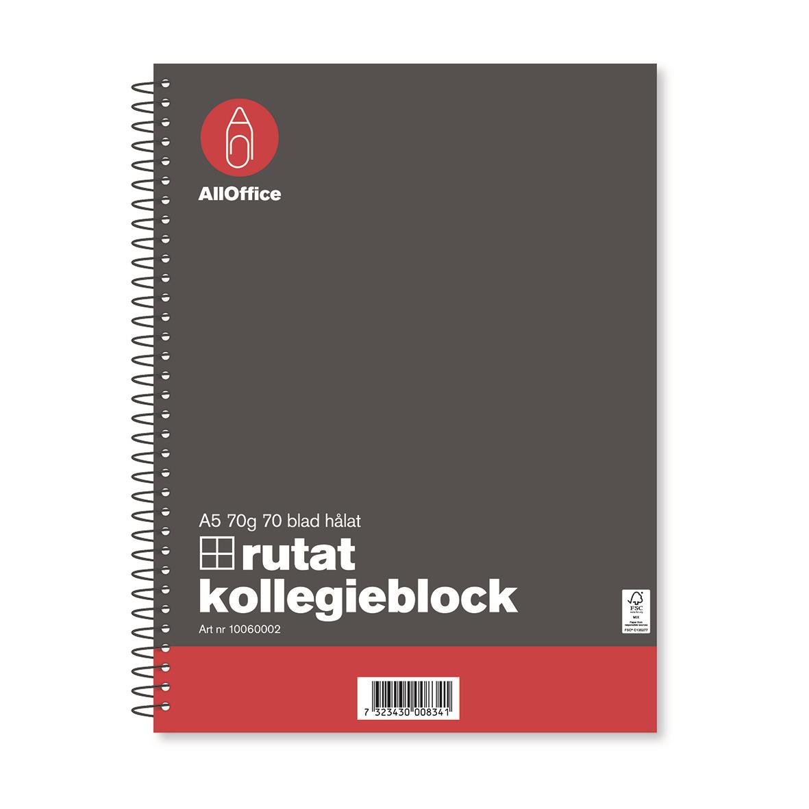 Kollegieblock AllOffice Rutat 70 Blad A5 70g 10060002_1