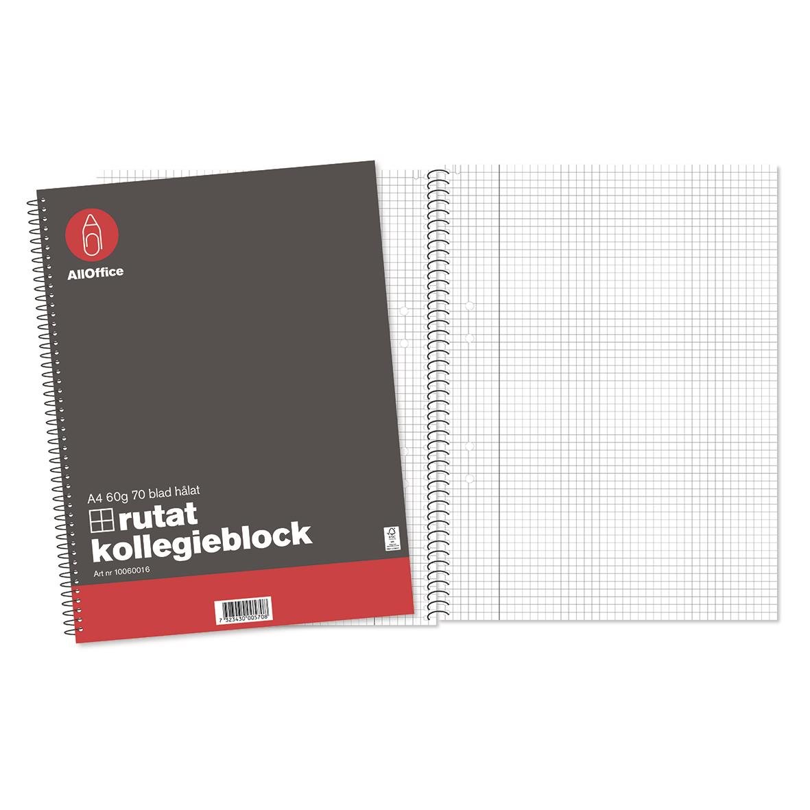Kollegieblock AllOffice Rutat 70 Blad A4 60g 10060016_2