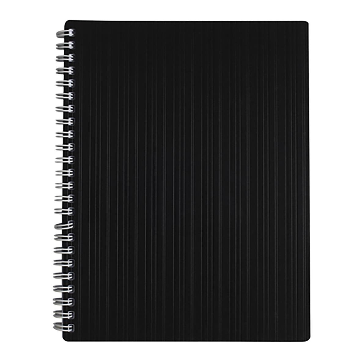 Svart linjerat kollegieblock med spiralrygg