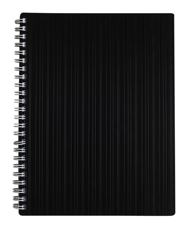 Svart linjerat kollegieblock med spiralrygg