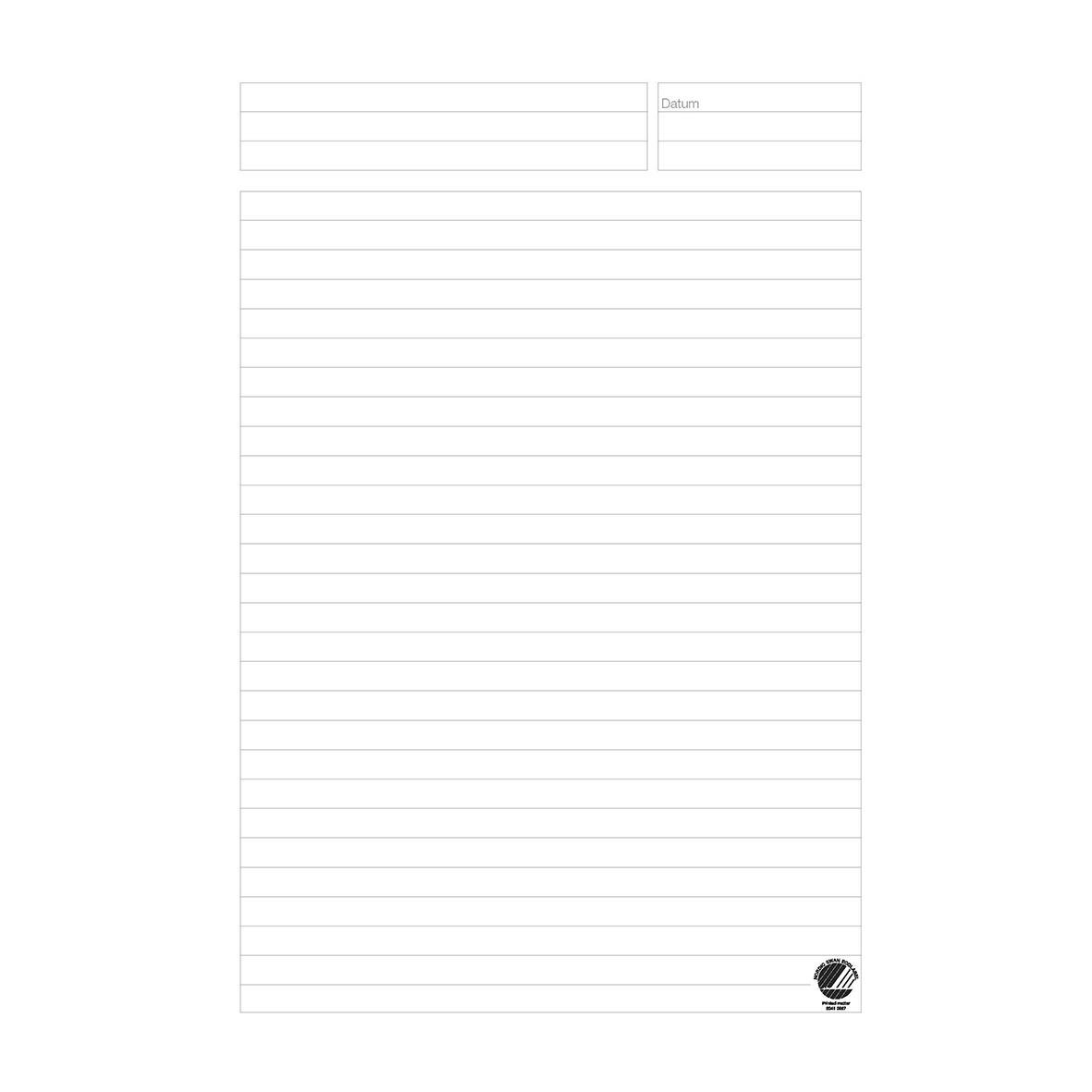 Konferensblock med linjerad A4-papper, 10 blad, med plats för datum och anteckningar