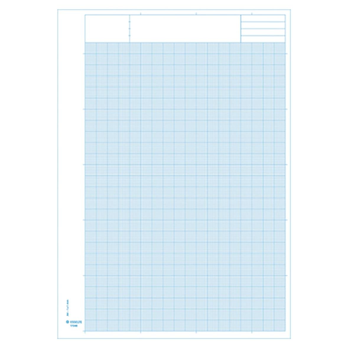 Blå millimeterpapper med 50 blad i A4-storlek
