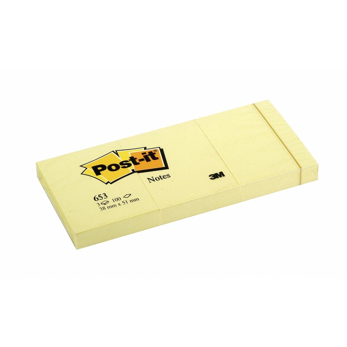 Gul Post-it notisar i block med 100 blad, storlek 38x51mm