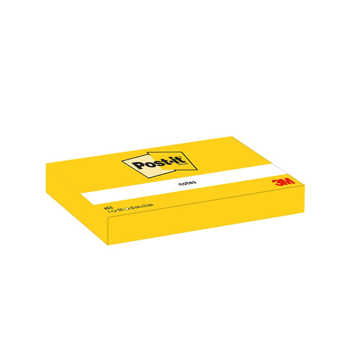 Gult Post-it notisblock med 100 blad i storlek 38x51mm