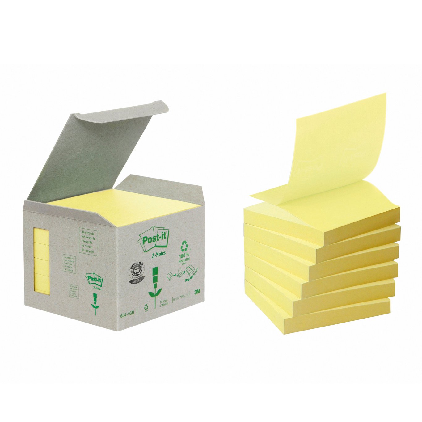 Notisar Post-it 100% Z-block gul 76x76mm 10110037_1