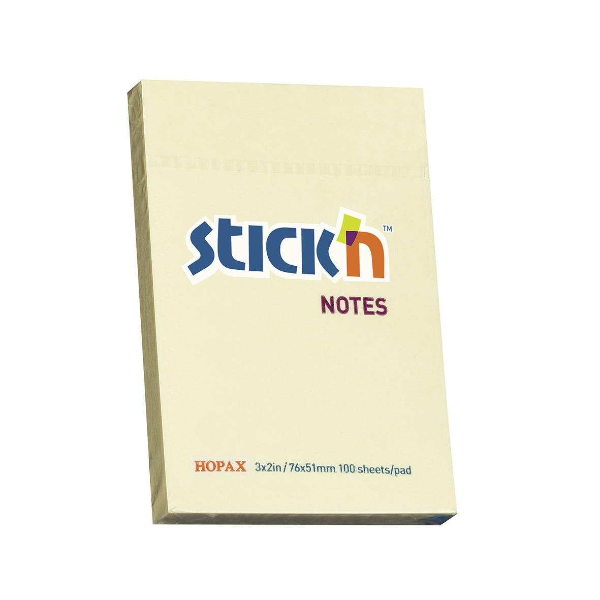 Notisar Stick'n Gul 76x51mm 100 blad, anteckningsblock med gula post-it-lappar