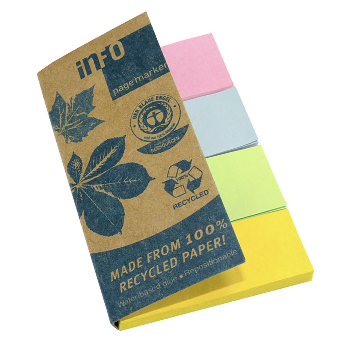 Recyklade märkflikar i 4 färger, 20x50mm, av återvunnet papper