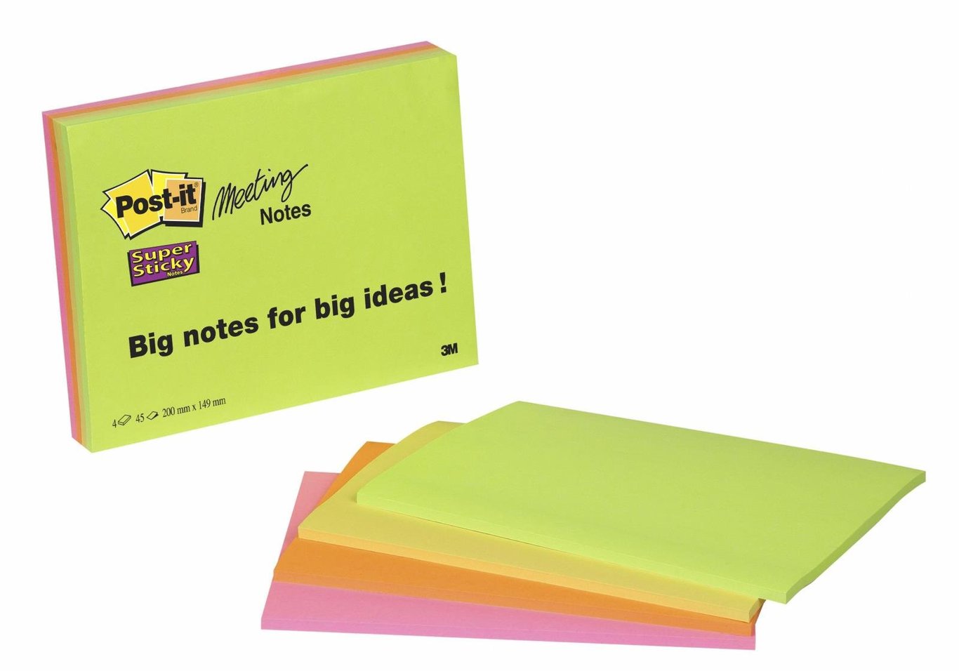 Post-it Super S mötesanteckningar i olika färger, 152x203mm, för stora idéer