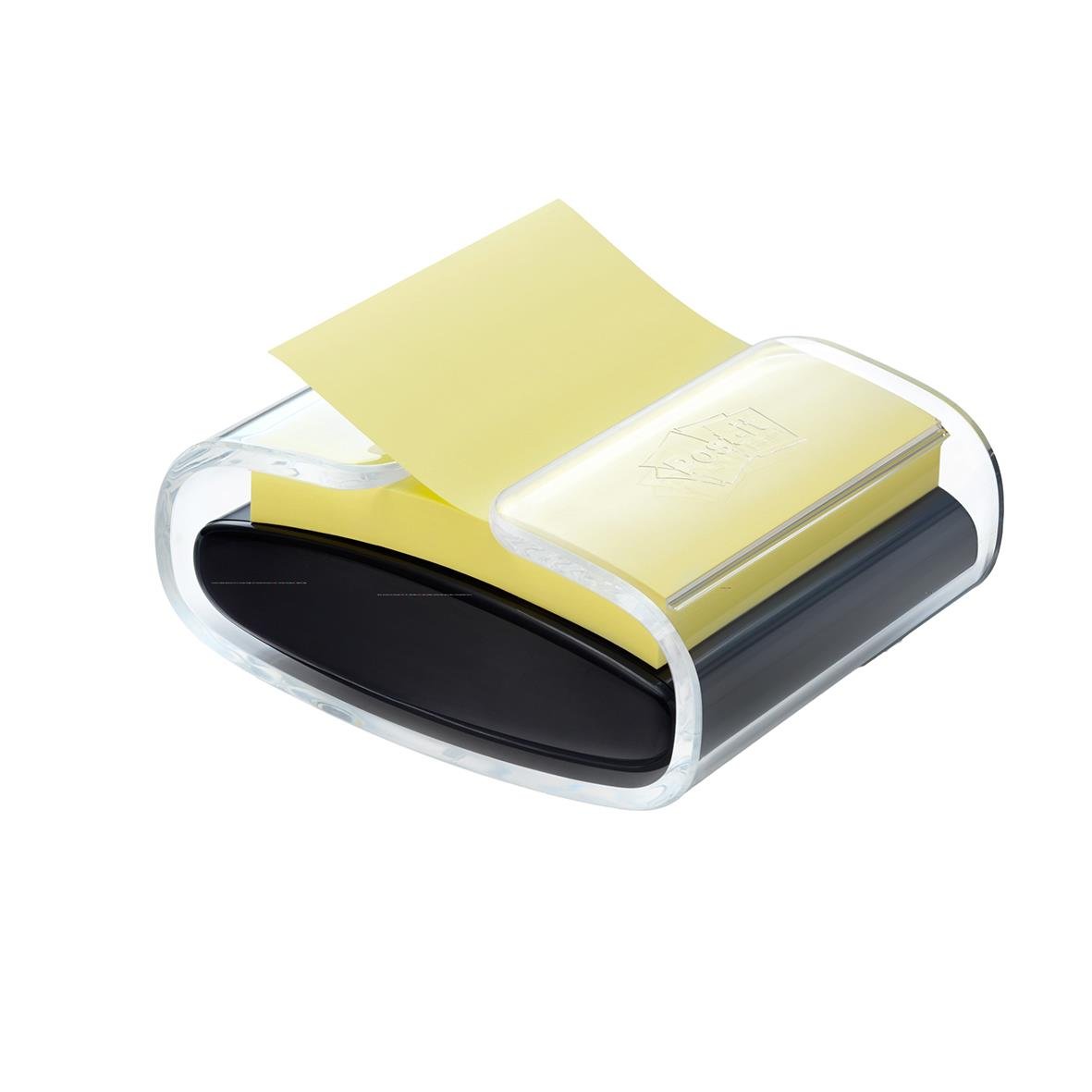 Hållare för Post-it med gult klistermärke och svart bas, 76x76mm