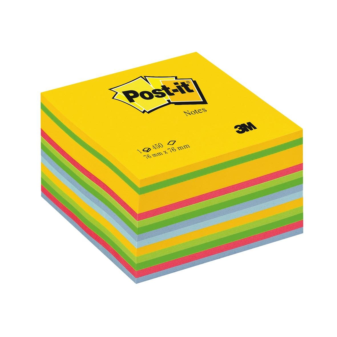 Post-it Ultra Rainbow notislappar i färgglad stapel, 76x76mm, 450 blad