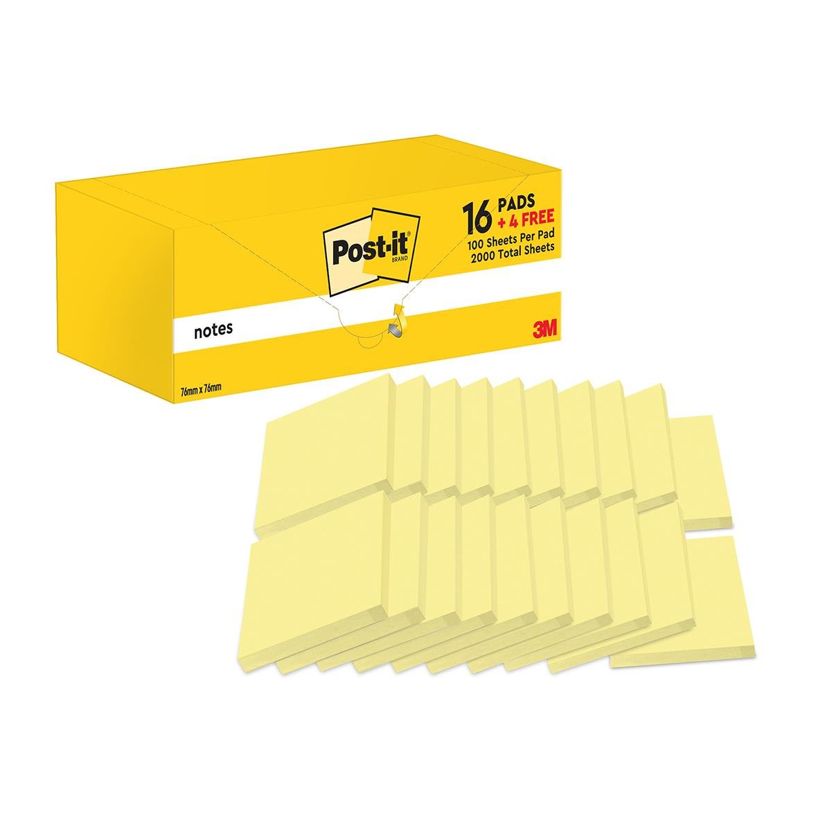 Gula Post-it notisar i 76x76mm storlek med 100 blad per block