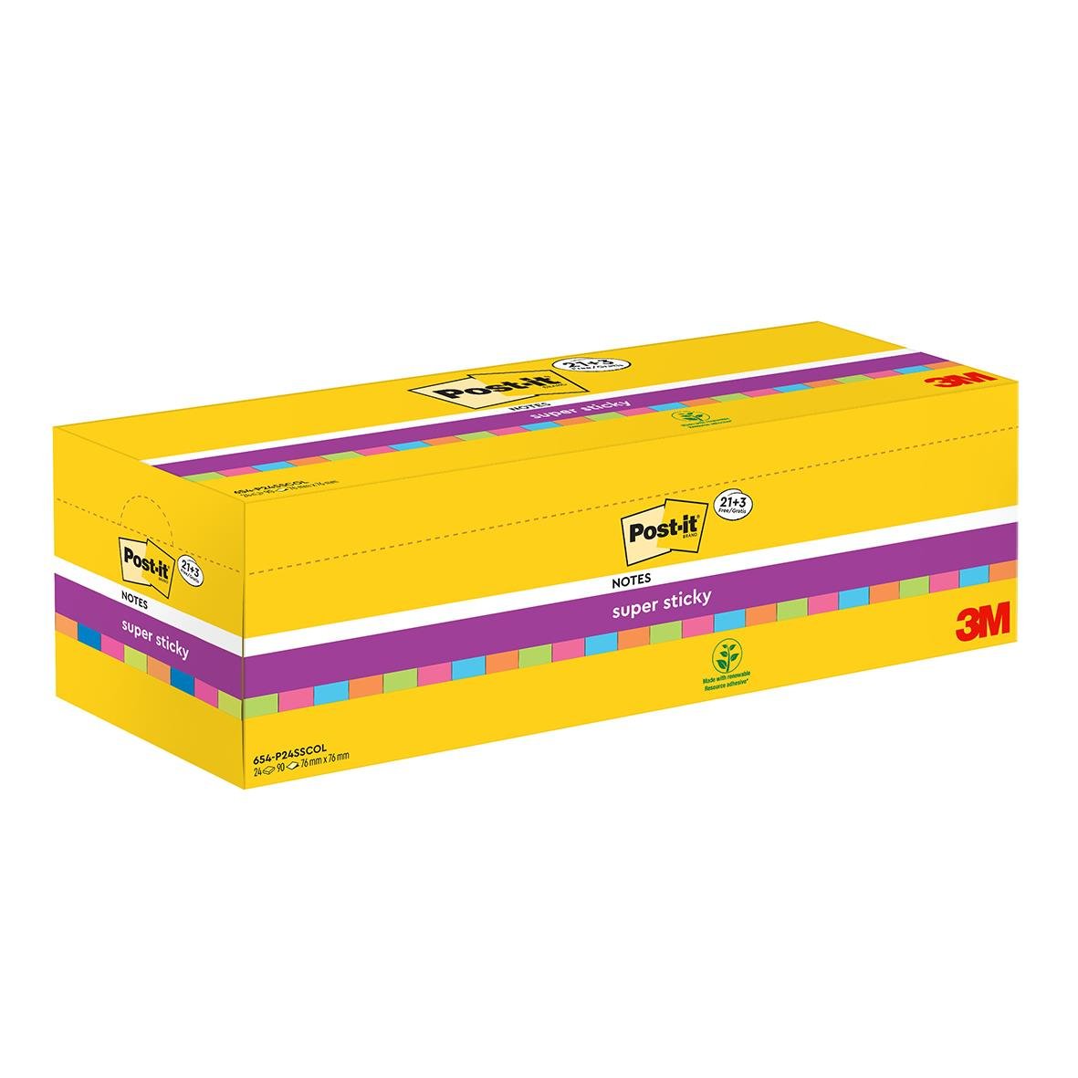 Post-it Super Sticky Mix Färg 76x76mm i gul kartong