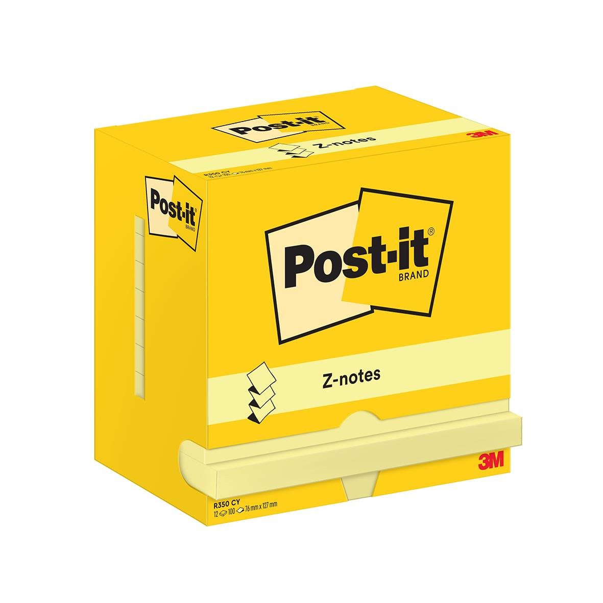 Gult Post-it Z-notes med 76x127mm storlek och 100 blad