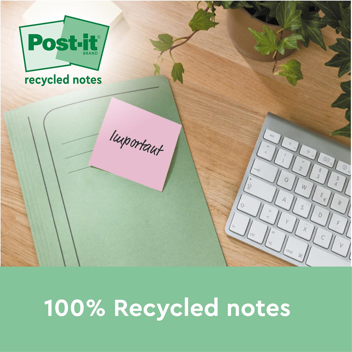 Notisar Post-it Super Sticky Recycled Mix Färger 76x76mm 10110342_2