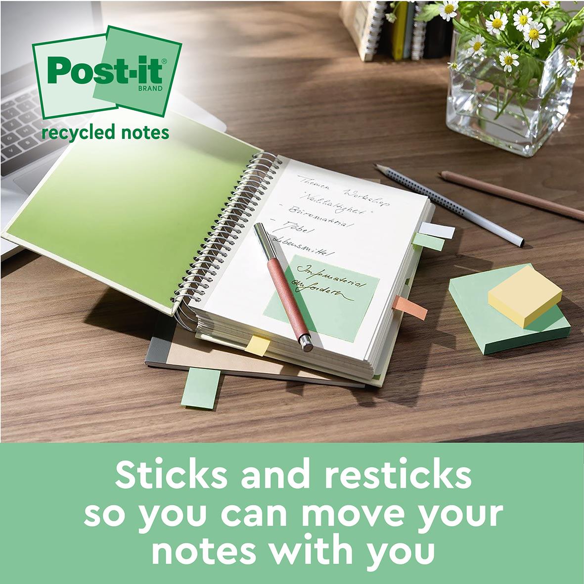 Notisar Post-it Super Sticky Recycled Mix Färger 76x76mm 10110342_4