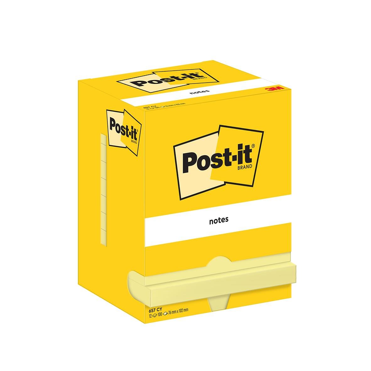 Gult Post-it notisblock med 100 blad i storleken 76x102mm