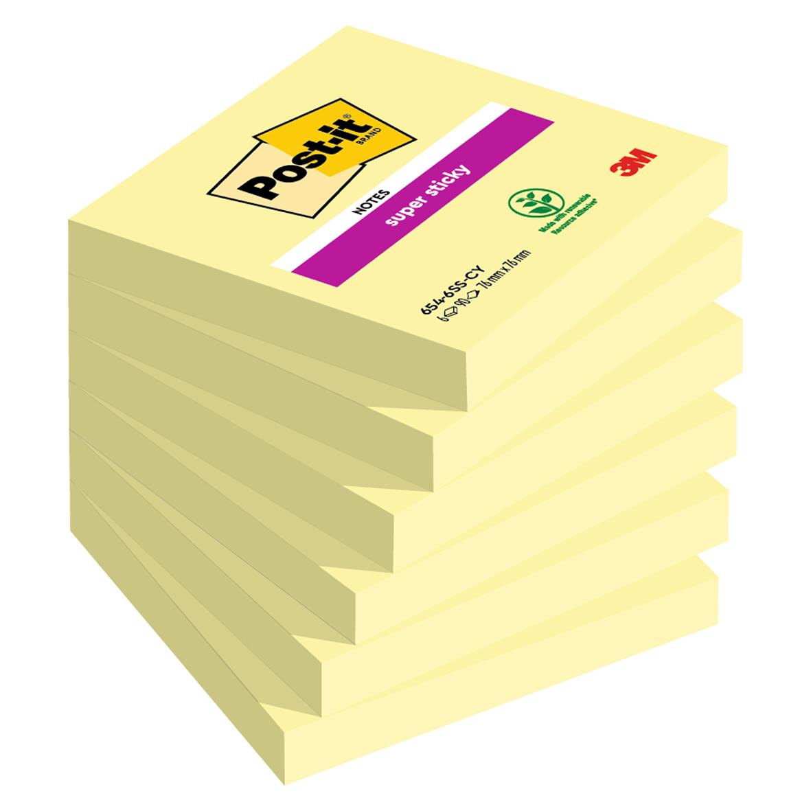 Notis Post-it Super Sticky 90blad Canary Yellow 76x76mm