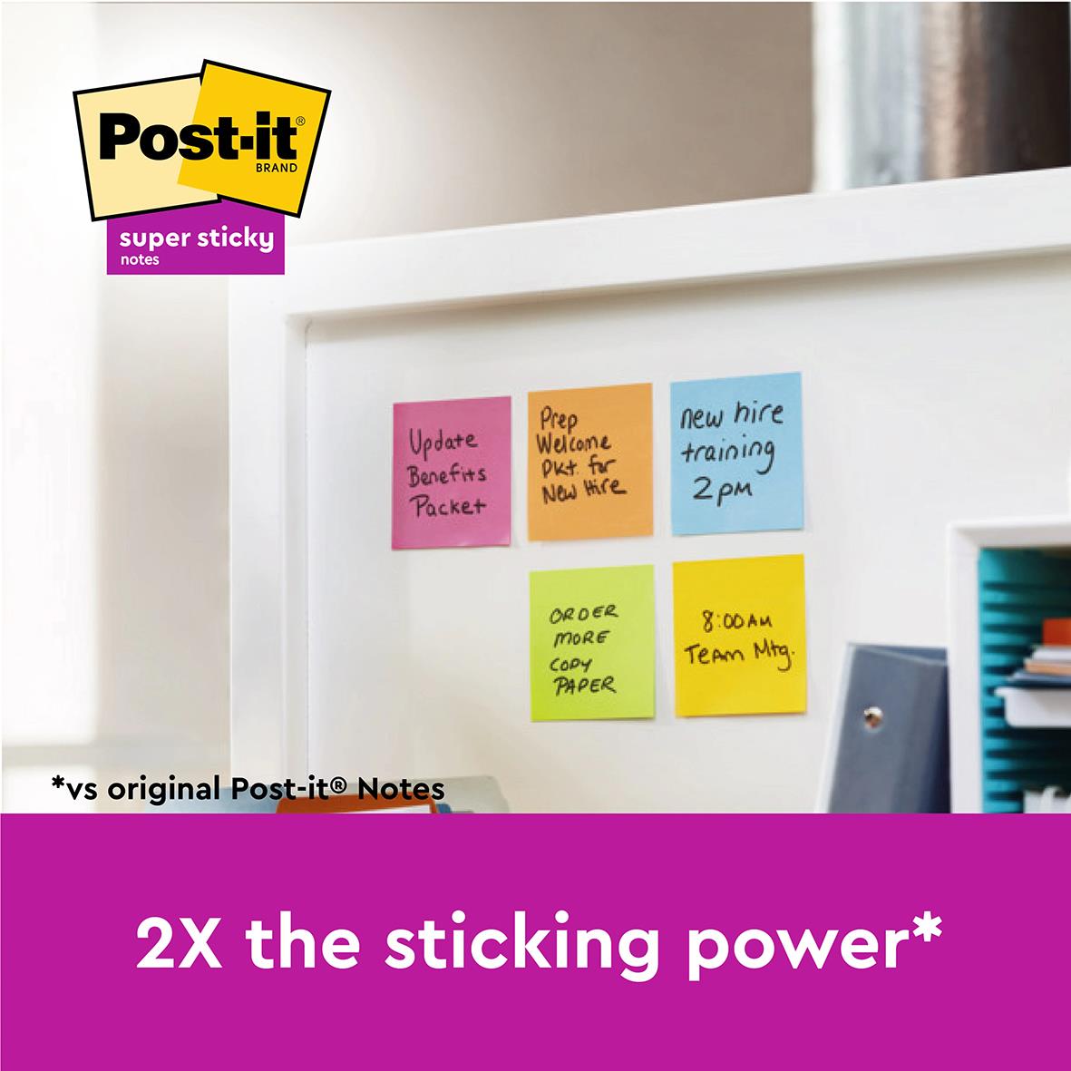 Notisar Post-it Super Sticky 90blad Canary Yellow 76x76mm 10110347_2