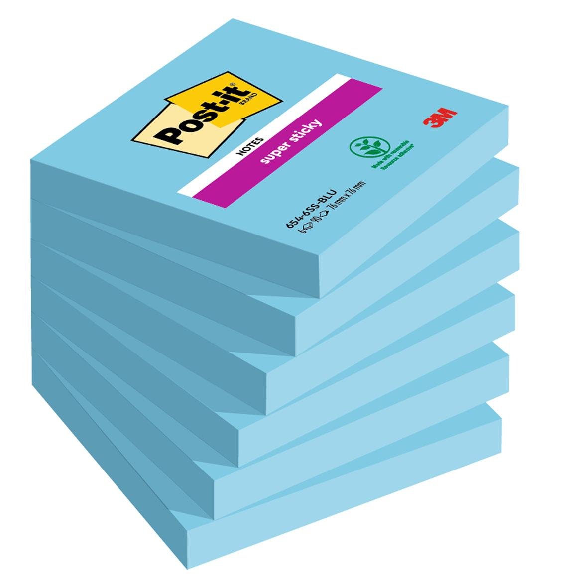 Notisar Post-it Super Sticky 90blad Blå 76x76mm 10110348_1