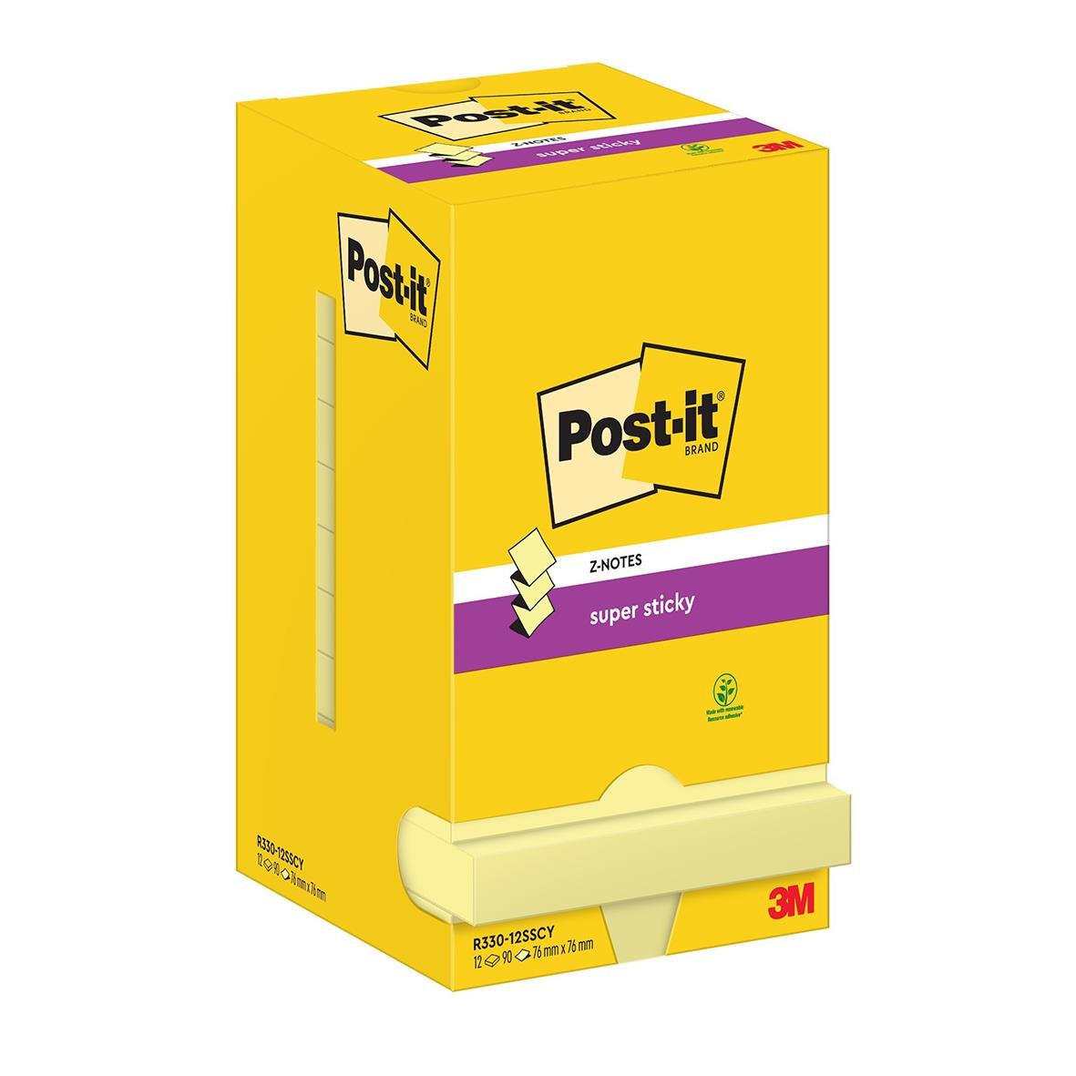 Notisar Post-it Super Sticky Z 90bl Canary Yellow 76x76mm