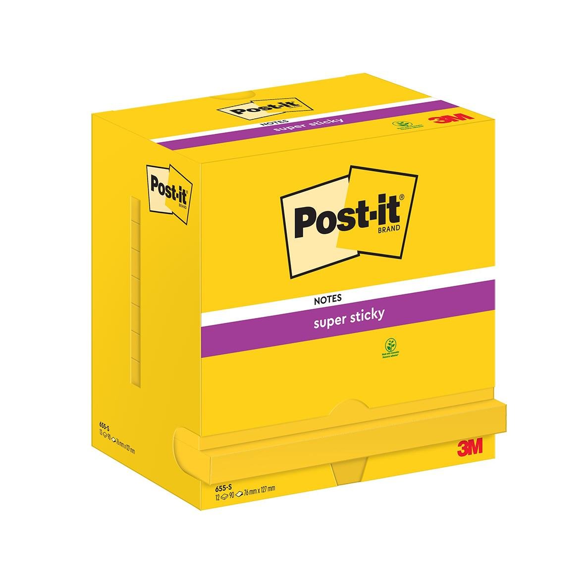 Post-it Super Sticky Ultragul 76x127mm 90 blad i gul box