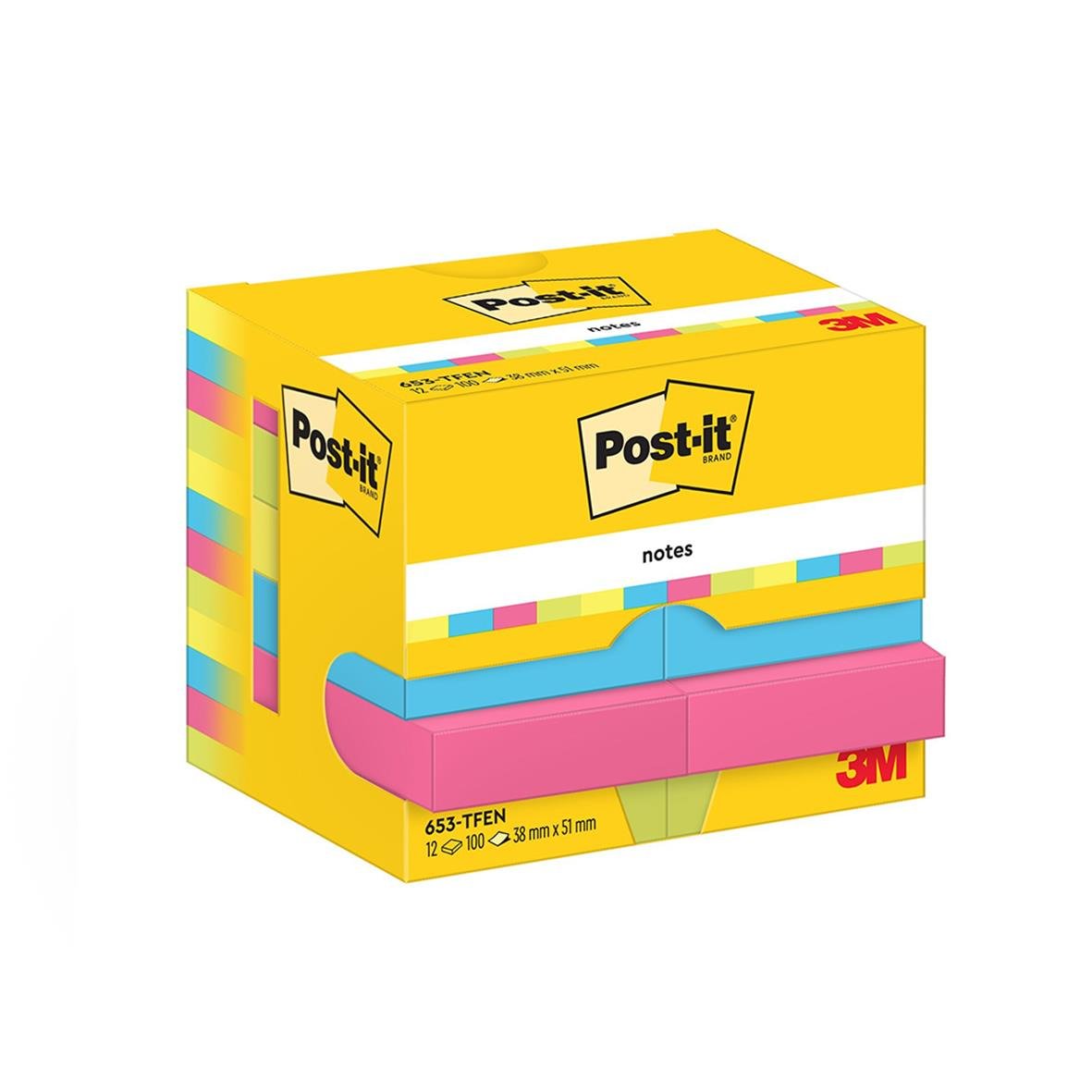 Post-it Energetic notisar 38x51mm, 100 blad i gul kartong