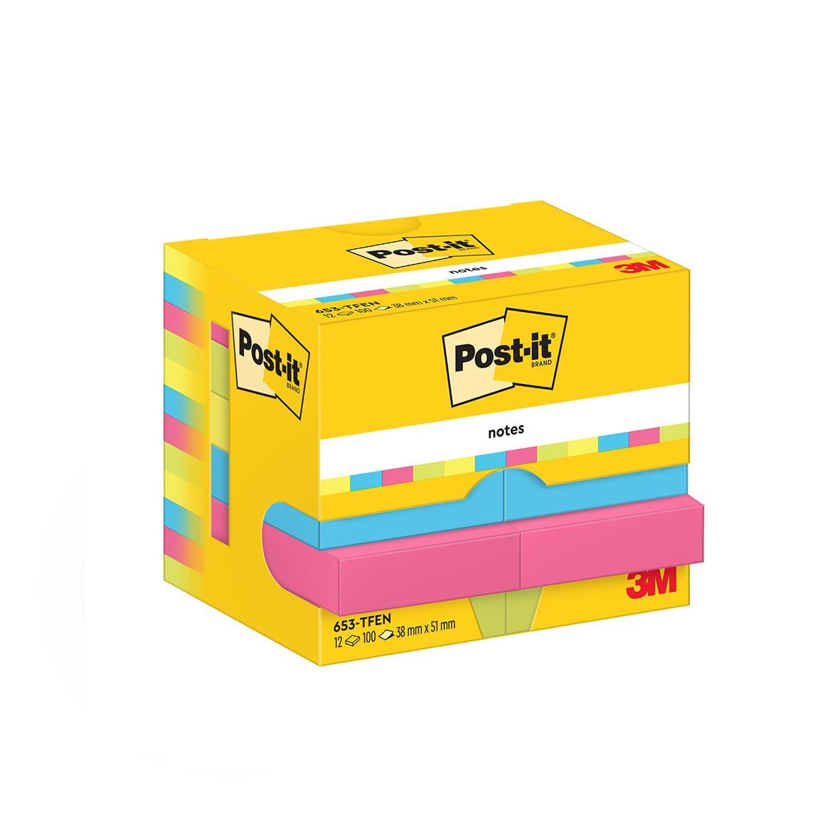 Post-it Energetic notisar 38x51mm, 100 blad i gul kartong