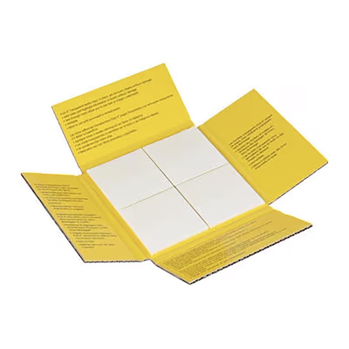 Transparent Post-it lappar 73x73mm, 36 blad i gul förpackning