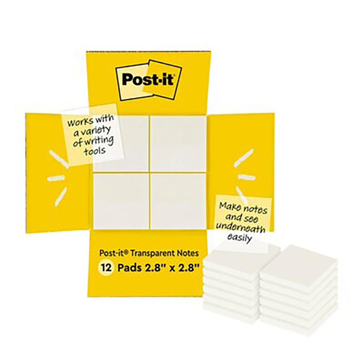 Post-it transparenta anteckningslappar 73x73mm, 36 blad