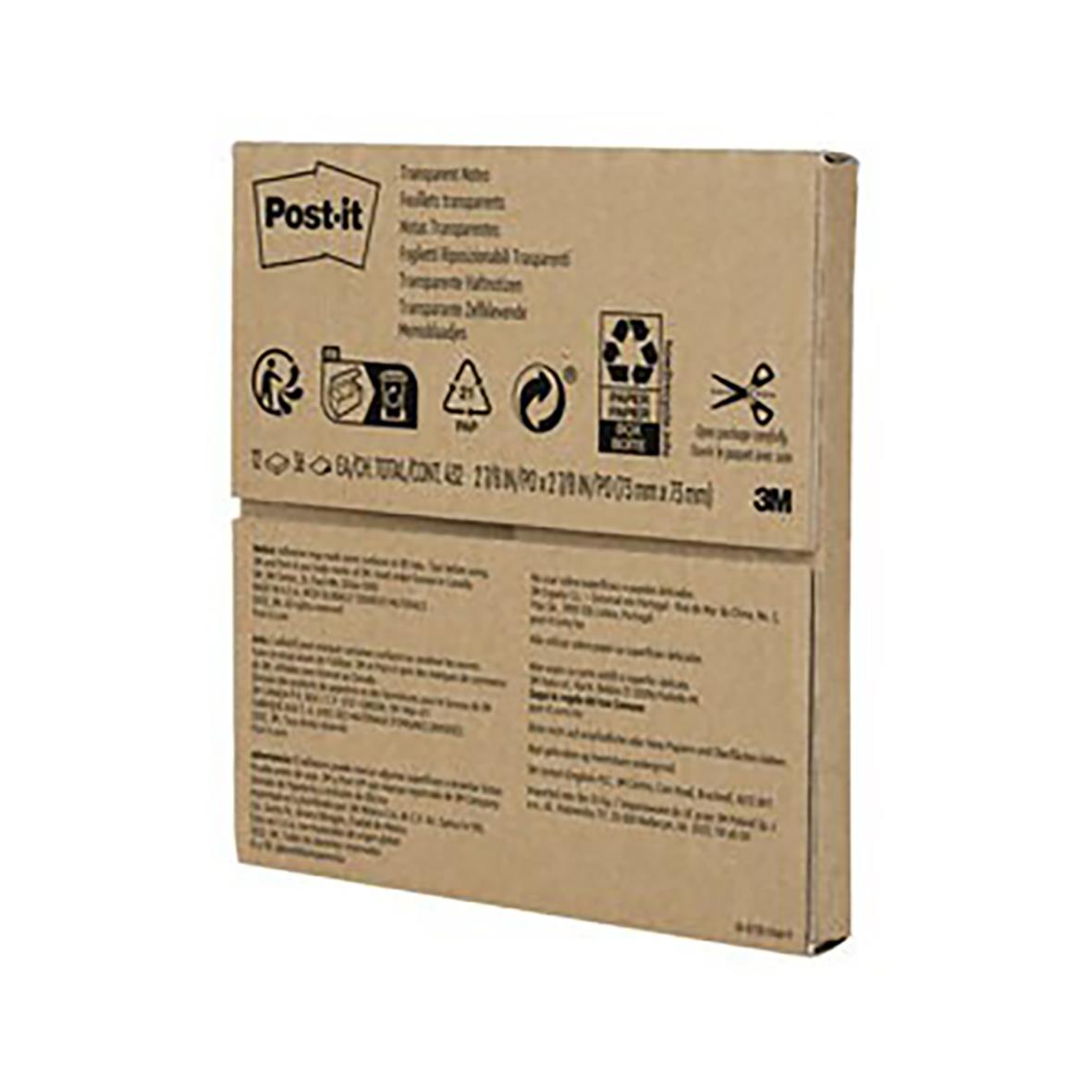 Post-it transparent notislappar 73x73mm, 36 blad i förpackning