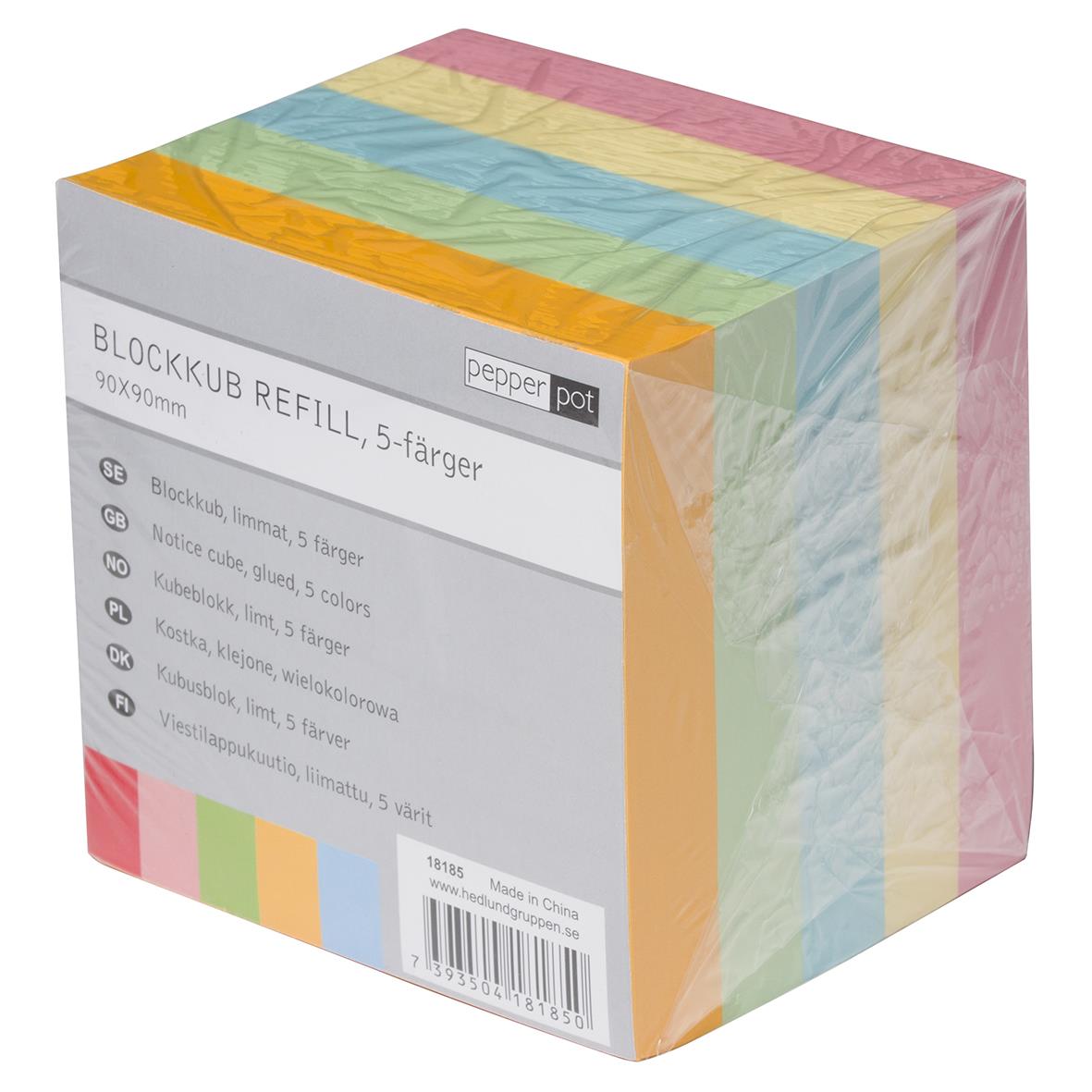 Blockkub Limmad Mix Färg 90x90mm 850 Blad i olika pastellfärger