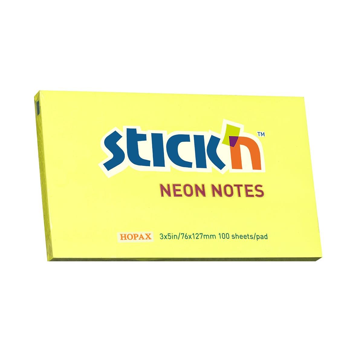 Gult neonnotespapper med 100 blad i storlek 76x127mm