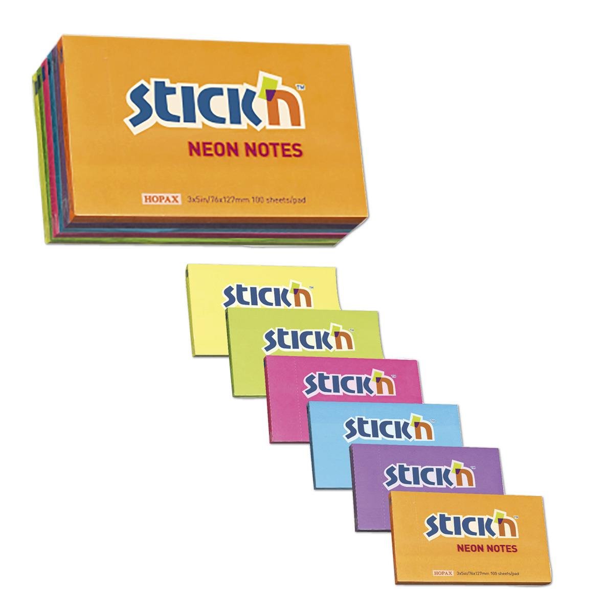 Notisar Stick'n Mix Färg 76x127mm 100 Blad i färgglad förpackning