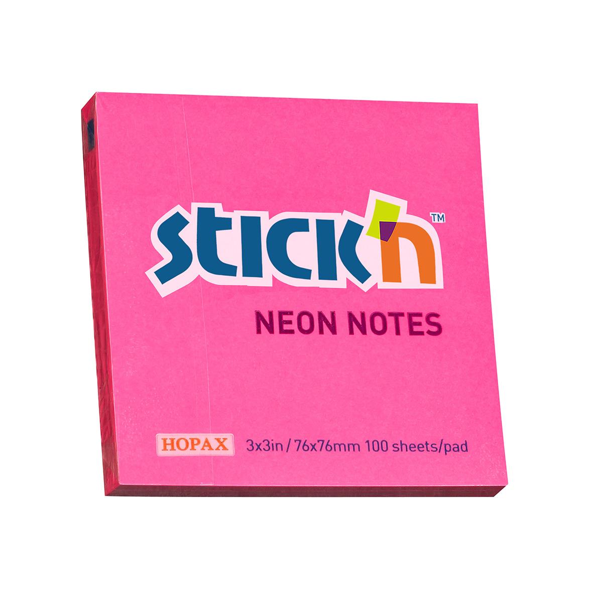 Pink box med neonnoter Stick'n Cerice 76x76mm, 100 blad