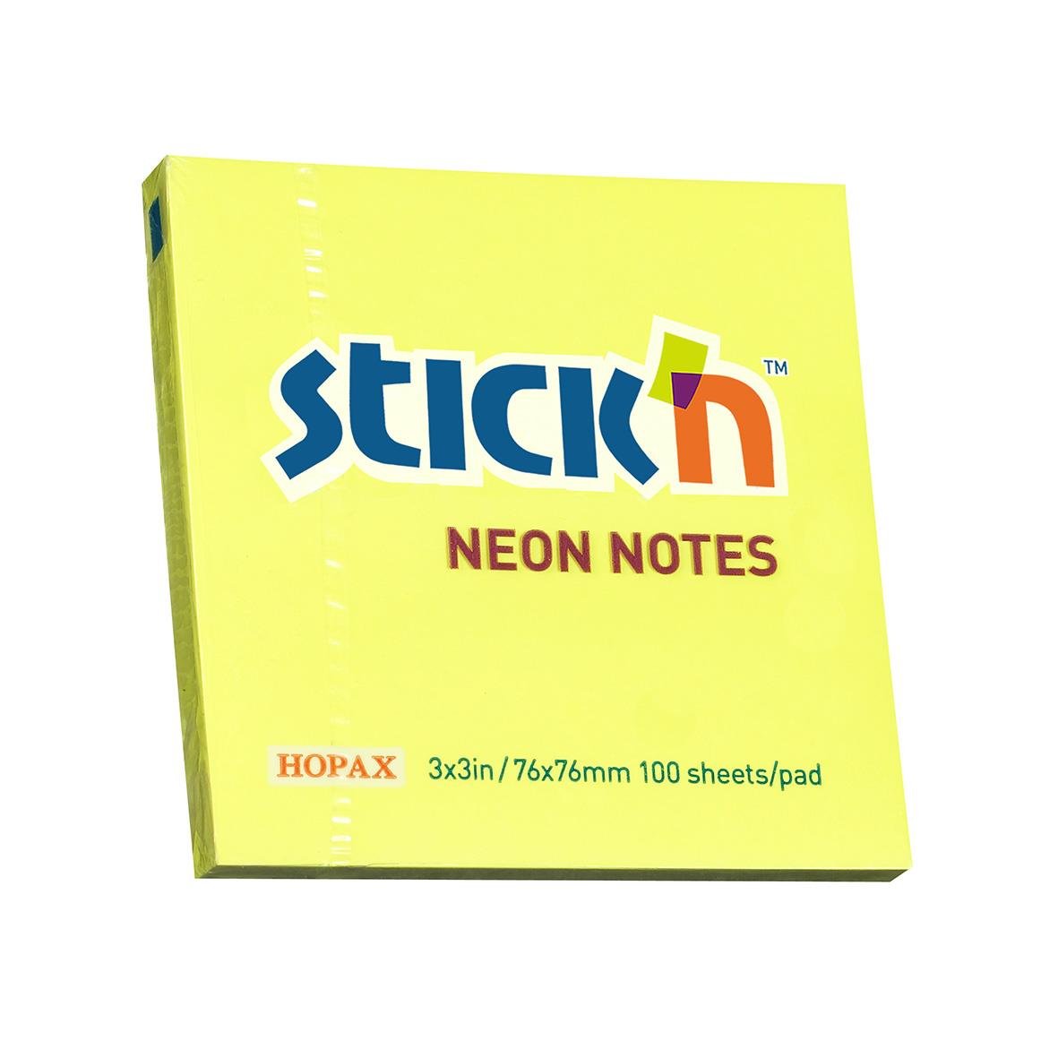 Neonfärgade Sticky Notes med 100 blad i storleken 76x76mm