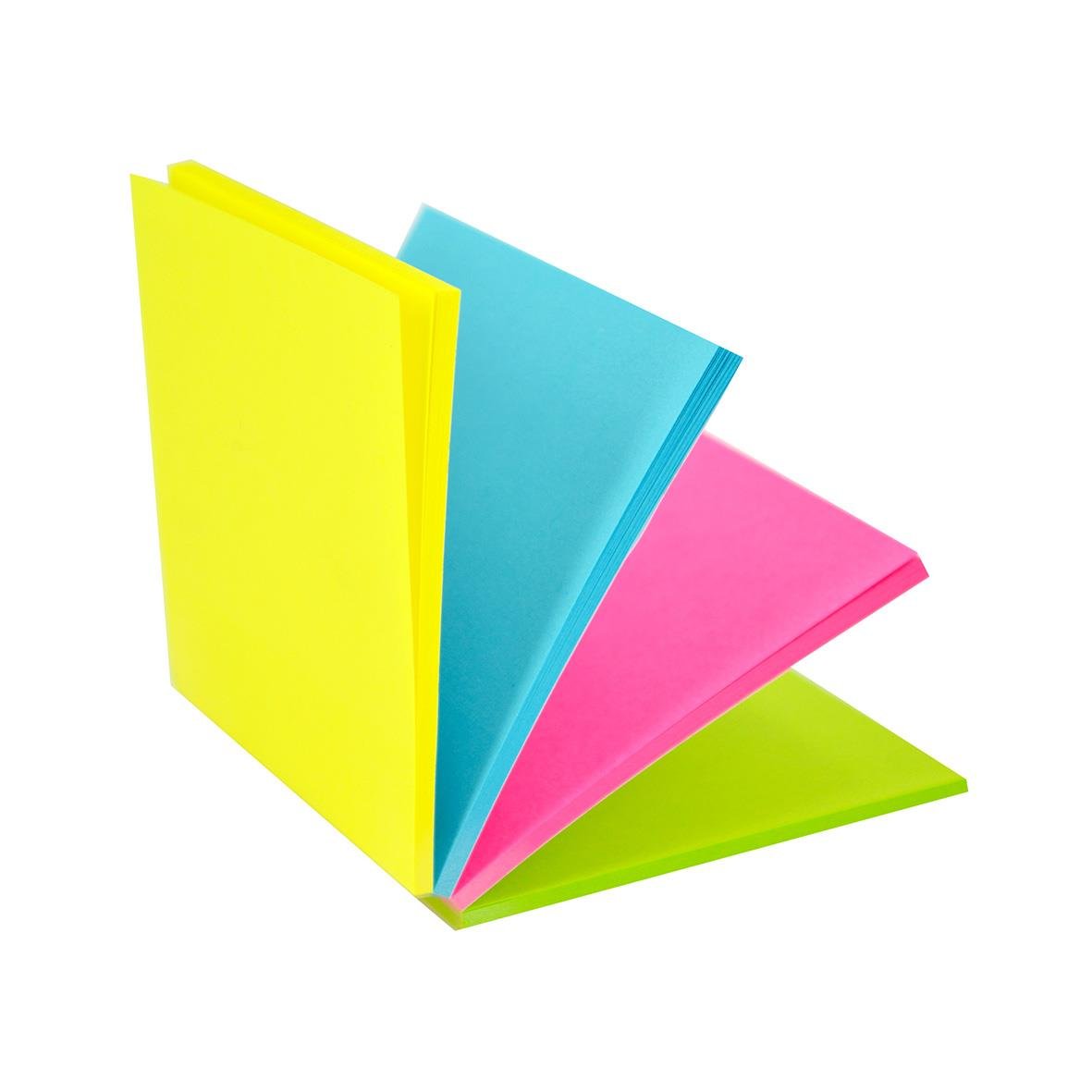 Färgglada neonfärgade sticky notes i storlek 76x76mm, 100 blad
