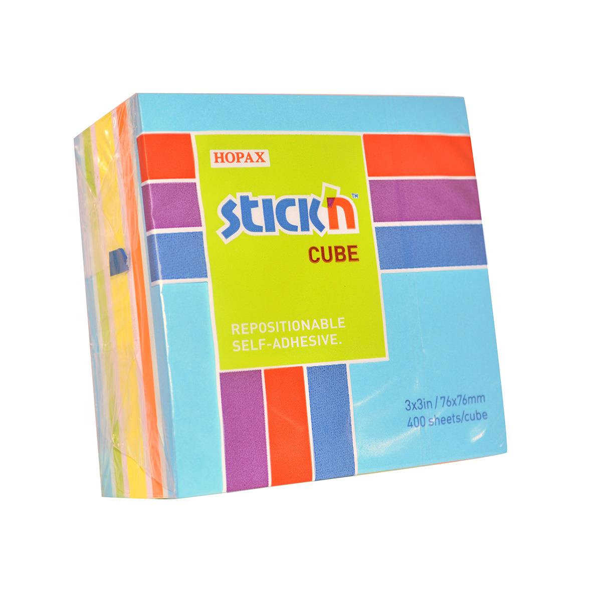 Notiskub Stick´n Pastell/Blå Neon 76x76mm 400 Blad 10110387_1