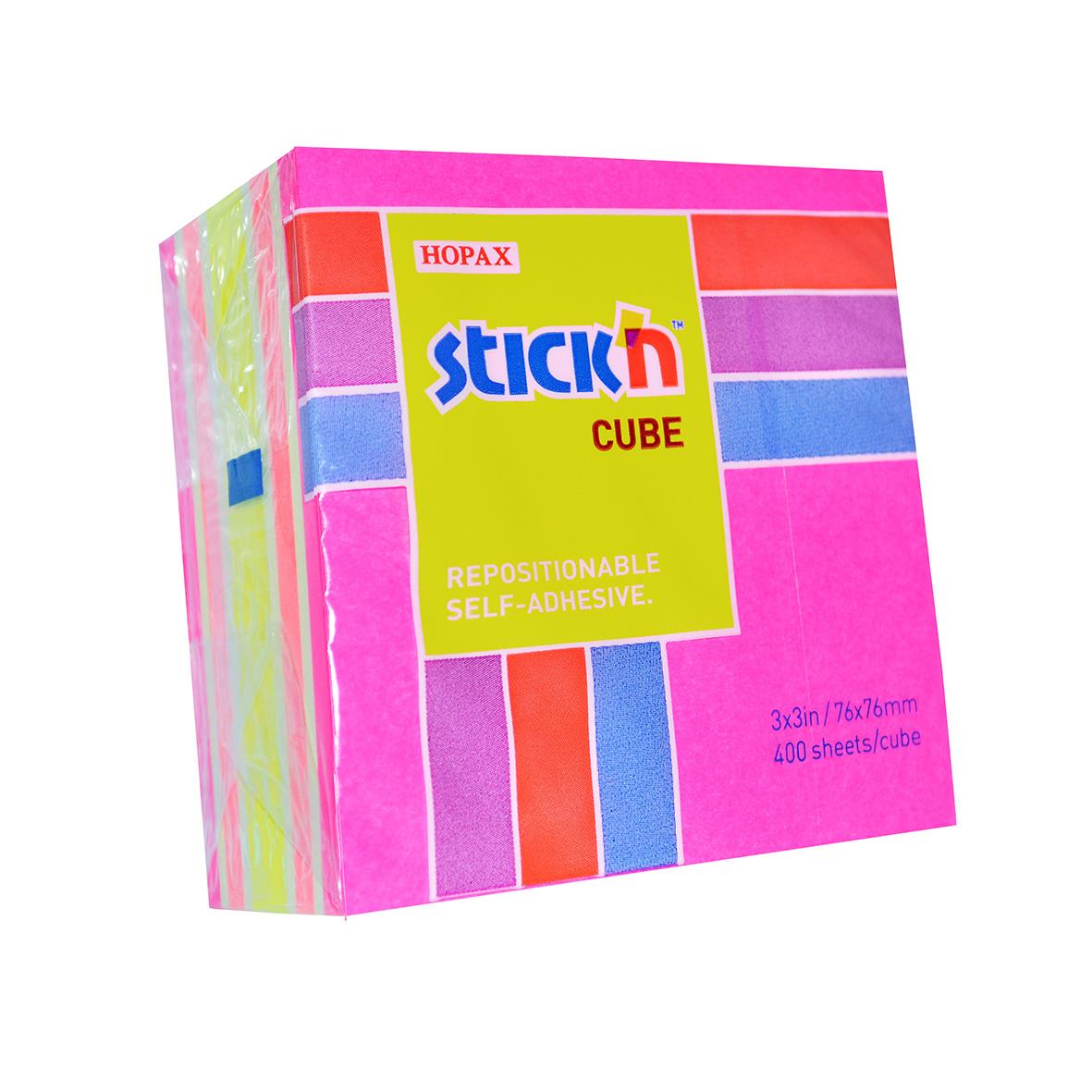 Notiskub Stick´n Pastell/Rosa Neon 76x76mm