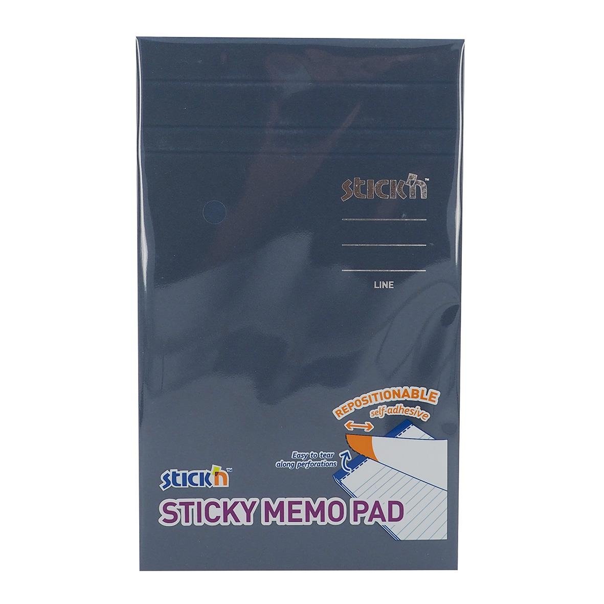 Blått paket med linjerade sticky notes 190x114mm, 50 blad, återanvändbar