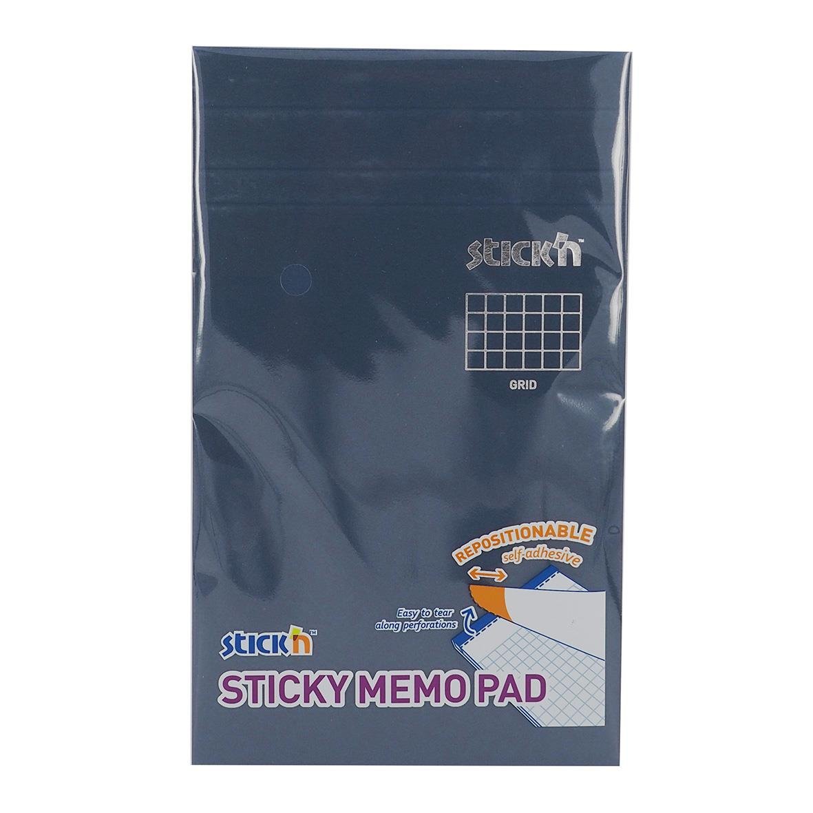 Blått paket med 50 rutade sticky memo-blad 190x114mm