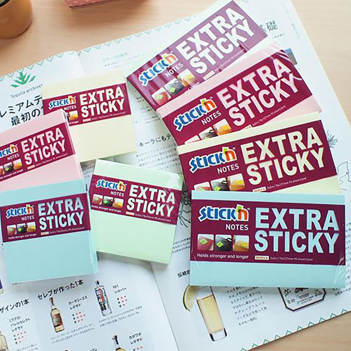 Notisar Stick'n Extra Sticky Pastell 76x127mm 100 blad, olika färgade post-it-lappar på papper