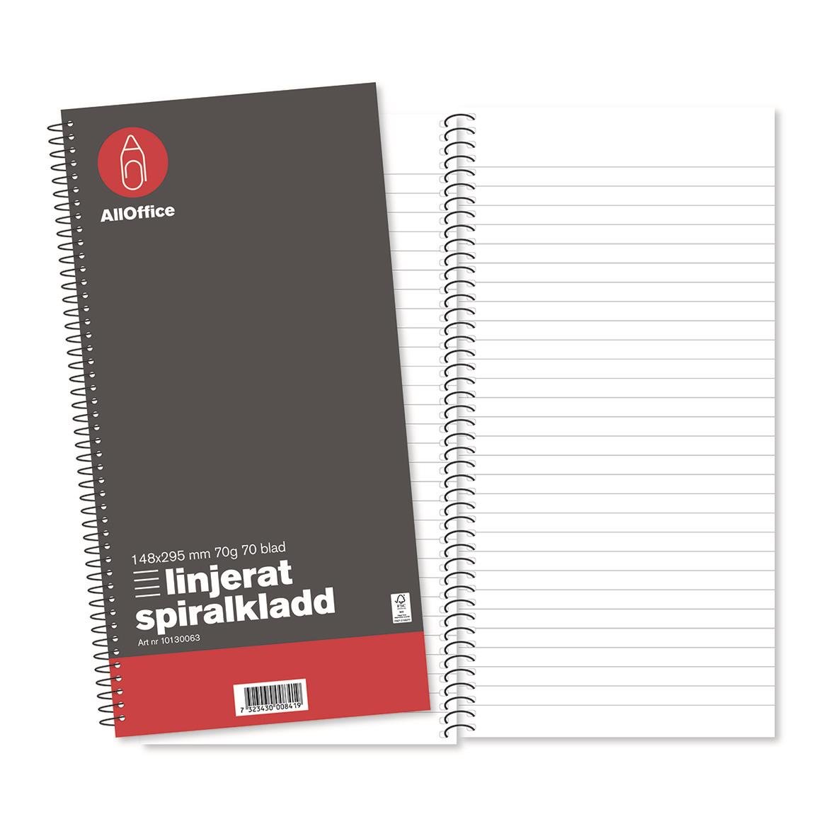 Spiralkladd AllOffice Linjerat 70 Blad 148x295mm 70g 10130063_2