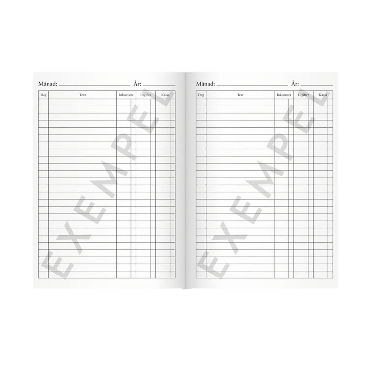Kassabok med 32 sidor i A5-format för att registrera inkomster och utgifter