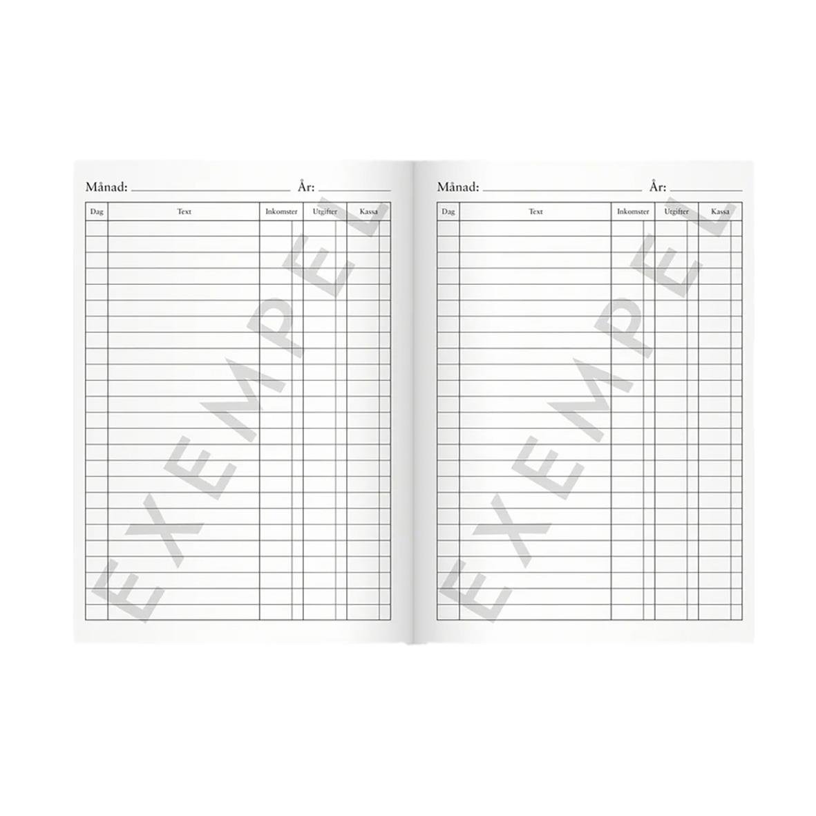 Kassabok med 32 sidor i A5-format för att registrera inkomster och utgifter